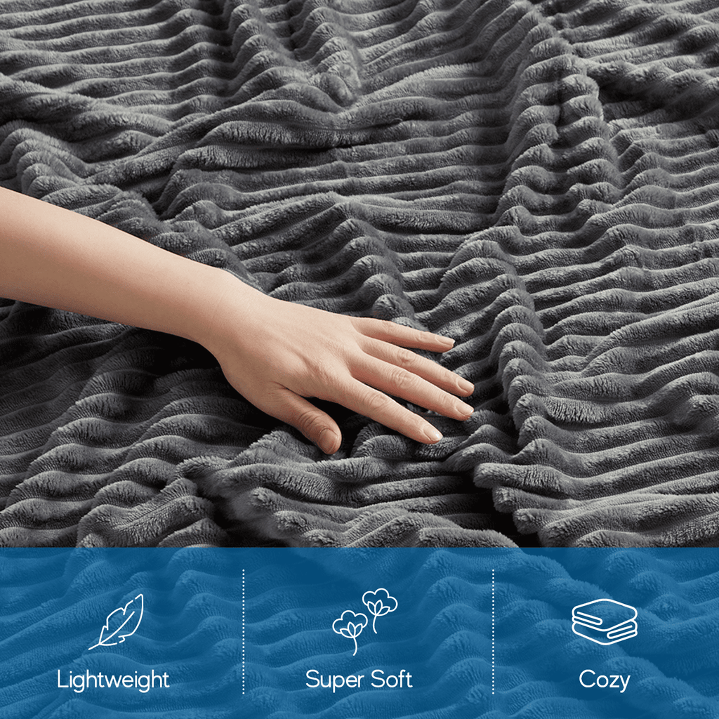 Lightweight Warm Cut Plush Fleece Blanket, Soft Lightweight Fuzzy Luxury Throw Size Bed Blankets for Bed, Throw, Gray - Cozy Fleece Throw Blanket for Couch & Bed Detail
