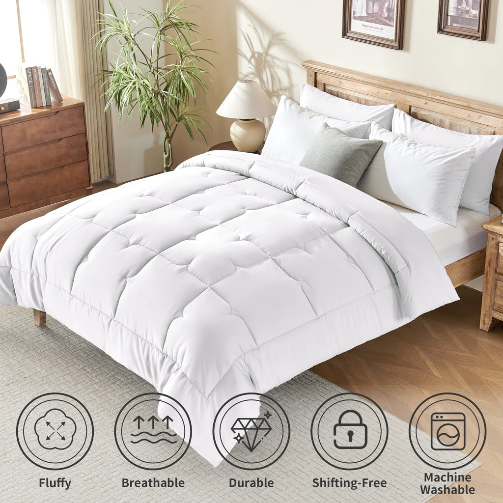 Fluffy Down Alternative 3-Piece Queen Comforter Set - All-Season Down Alternative Bedding Bundle with 2 Pillow Shams, Premium Soft Bedding Se... - Cloud-Like Soft Lightweight Bed Comforter Detail