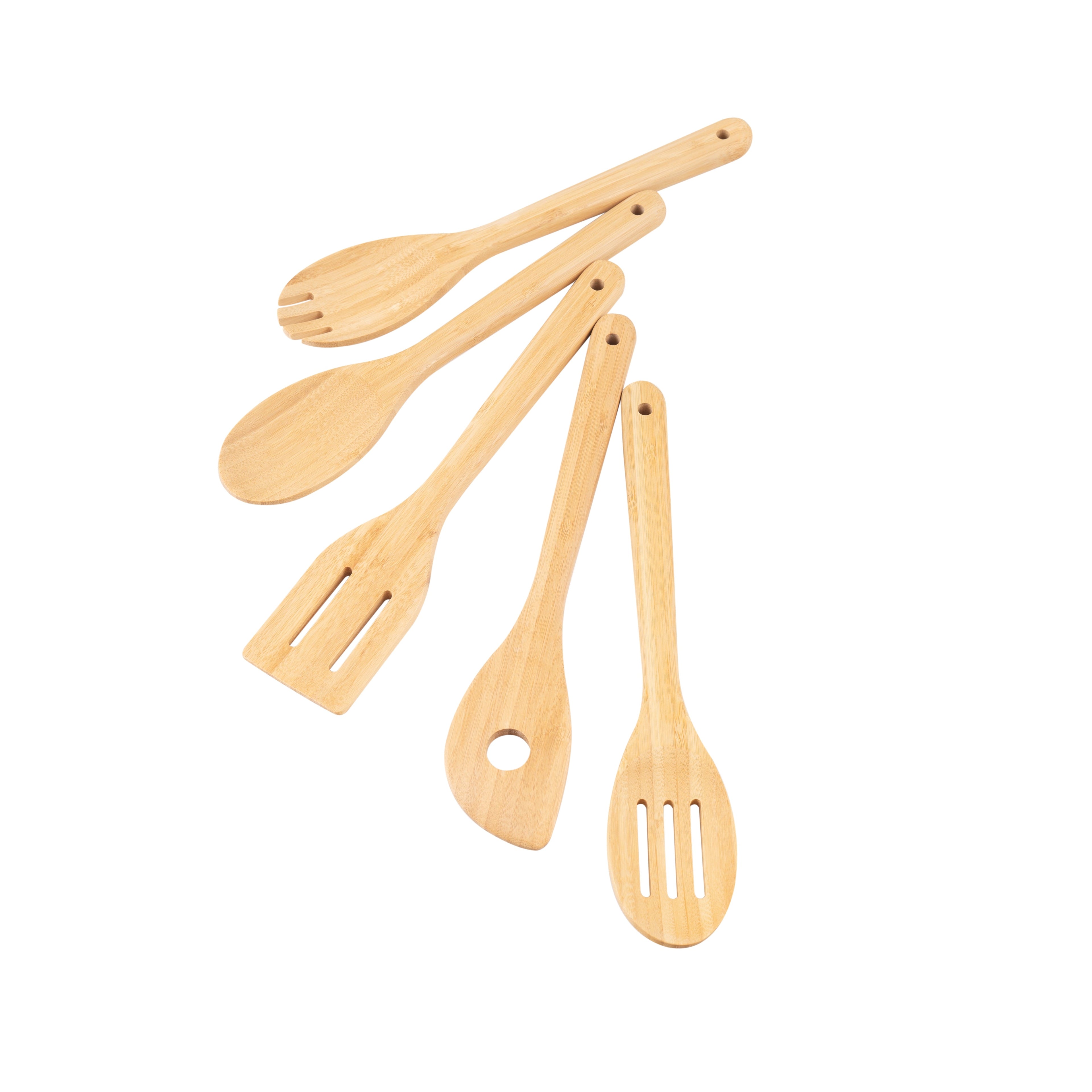Durable Steel 5pk Bamboo Spoons for Cooking, Kitchen Essential Tools Set - Professional Kitchen Tool for Culinary Enthusiasts Detail