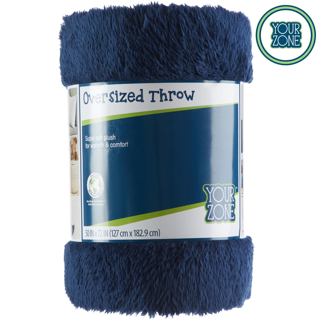 Cozy Fleece Soft, Navy Blue, Oversized, Fuzzy, Throw Blanket for Kids, 72 x 50 inches - Super Soft Reversible Sherpa Flannel Blanket Detail