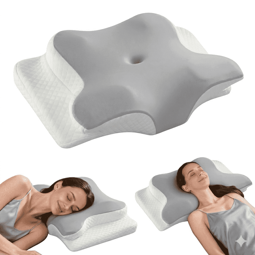Ergonomic Memory Foam Memory Foam Contour Pillows - Neck Pain Relief, Orthopedic Cervical, Breathable Washable Cover - Decorative Throw Pillow Cushion for Sofa & Bed Detail