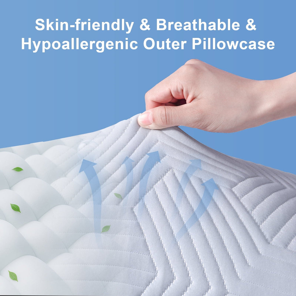 Orthopedic Support Soft Bed Pillow, Shredded Memory Foam Pillow, Comfortable Sleeping Pillow, Standard Size, Affordable Everyday Use - Decorative Throw Pillow Cushion for Sofa & Bed Detail