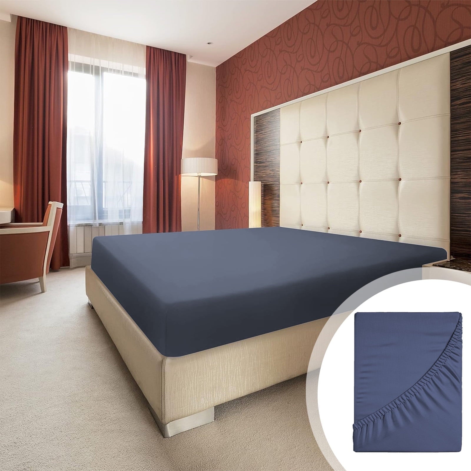 Wrinkle-Resistant Bed Sheet, Queen Size - Deep Pocket Soft Wrinkle and Fade Resistant - Luxury Bed Sheet Set with Deep Pockets Detail