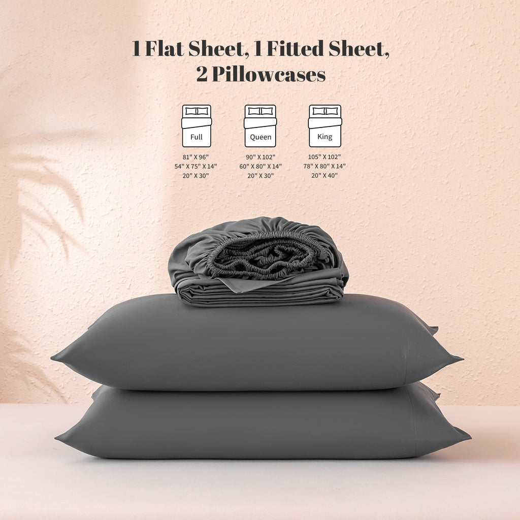 Ultra-Soft Sheet Set Twin Size Gray, 3 Pieces 140 GSM Brushed Elastic Fitted Soft & Cozy Bed Sheets Set with Deep Pocket - Luxury Bed Sheet Set with Deep Pockets Detail
