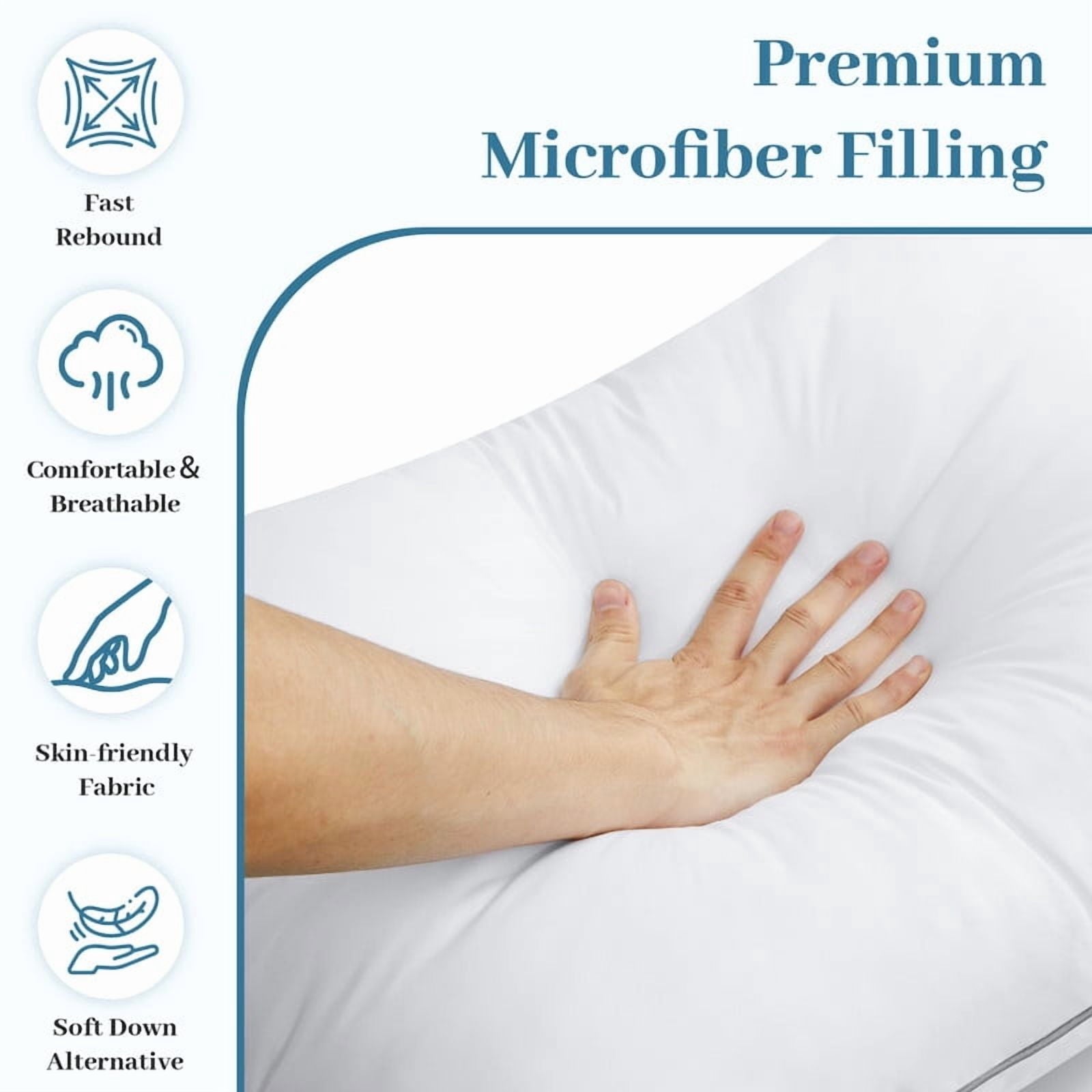 Ergonomic Memory Foam Pillows Queen Size Set of 2, Bed Pillows for Side, Back and Stomach Sleepers, Super Soft Down Alternative Filling, Lu... - Orthopedic Shredded Foam Bed Pillow Set Detail