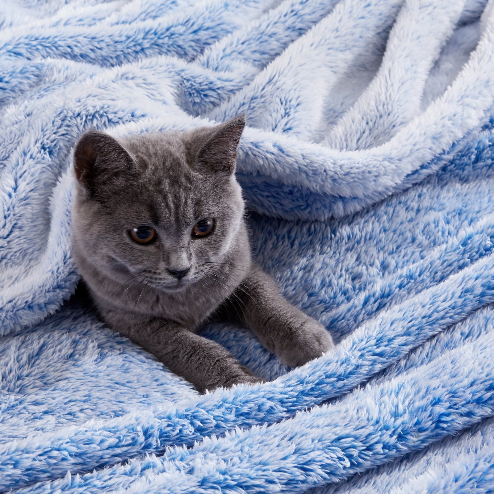 Super Soft Flannel Plush Fuzzy Large Fleece Throw Blanket (50" x 70", Mixed Cobalt Blue)- Soft, Warm and Lightweight - Lightweight Plush Warm Blanket for All Seasons Detail