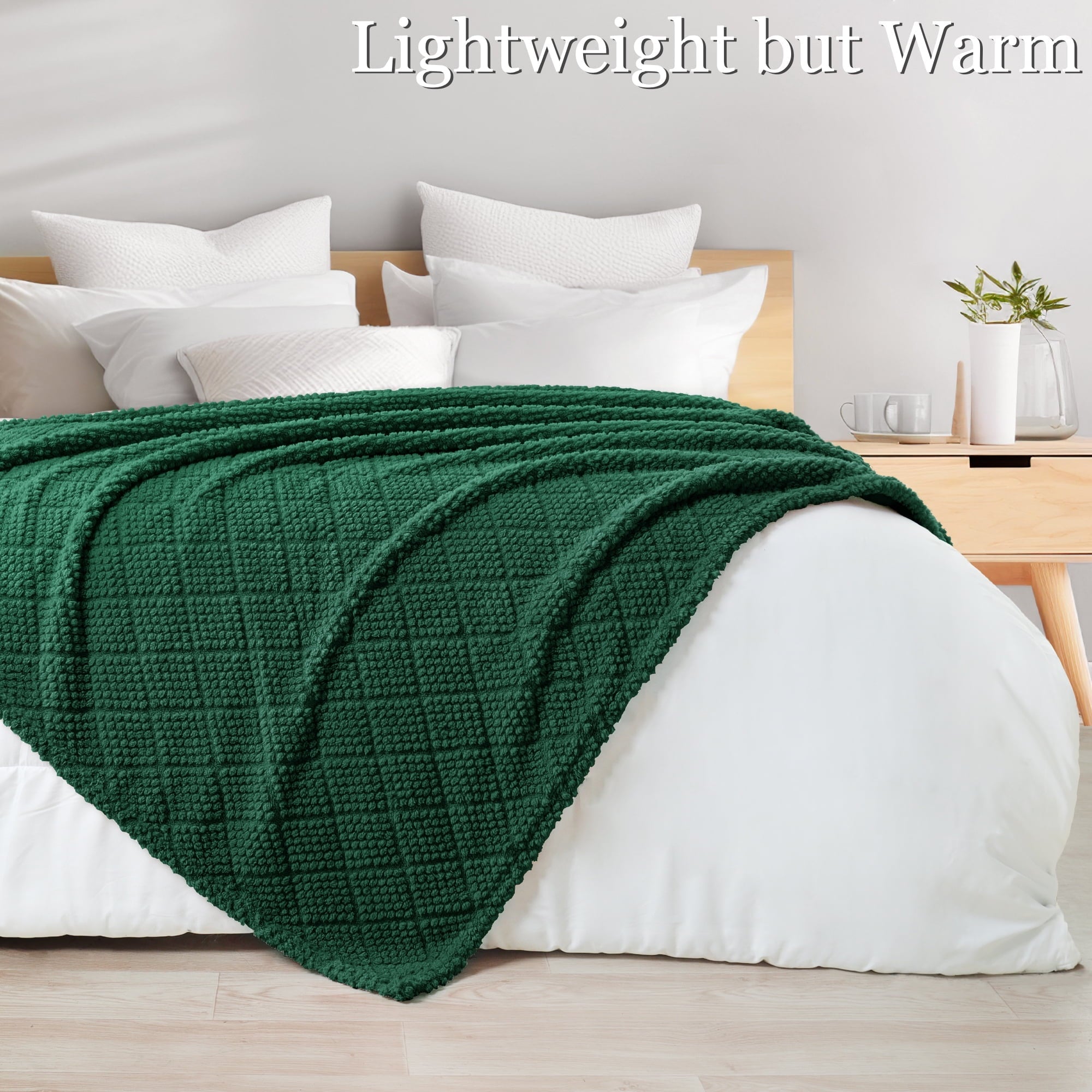 Cozy Fleece Fuzzy Fleece Throw Blanket for Couch, Bed, Soft Fluffy Jacquard Waffle Blankets for All Season, Lightweight and Warm,... - Lightweight Plush Warm Blanket for All Seasons Detail