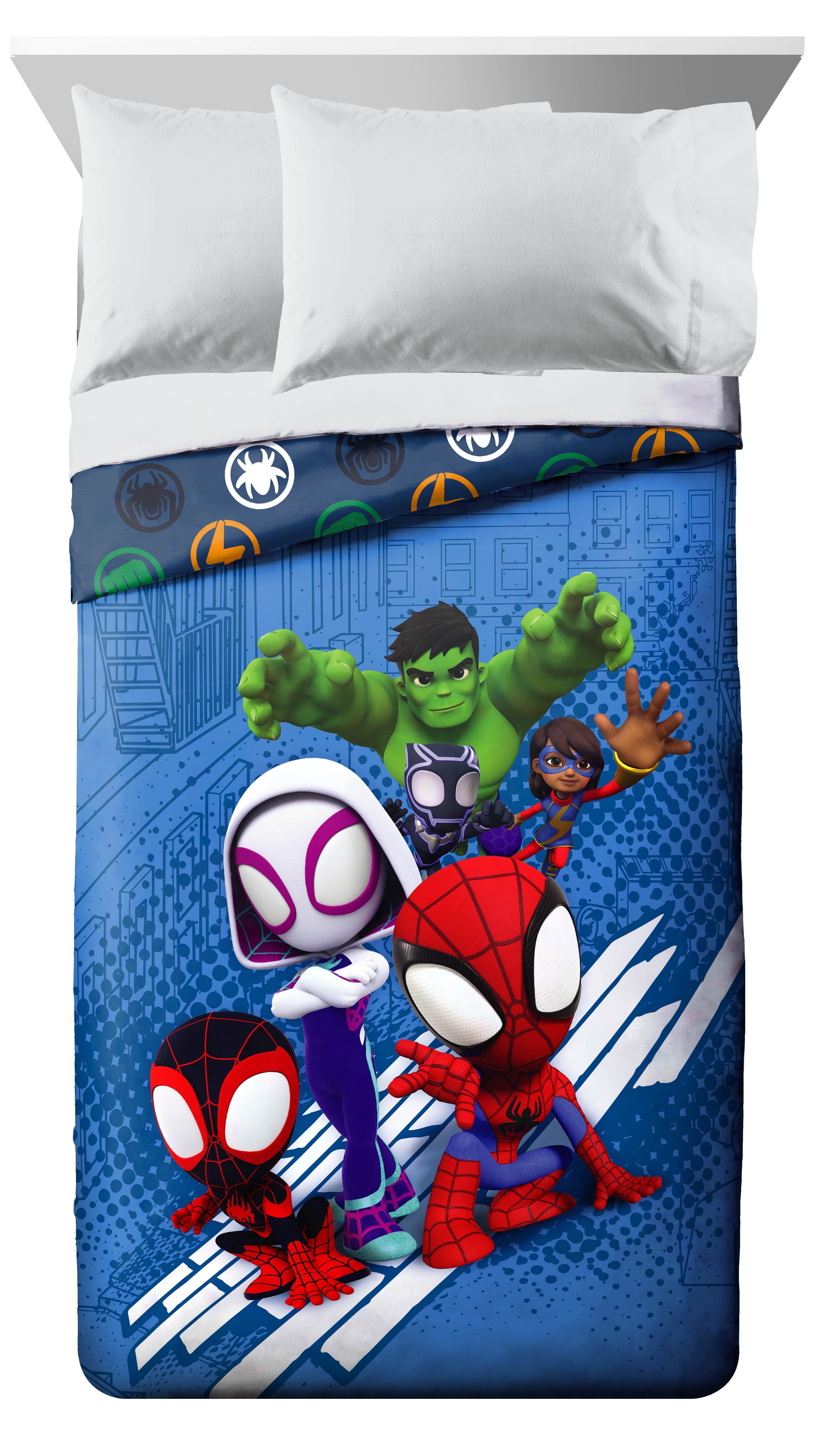 Hypoallergenic Cloud Spidey Amazing Friends Kids 2-Piece Twin/Full Reversible Comforter Set, Microfiber, Red - Hypoallergenic Ultra-Fluffy Quilt for Winter Detail