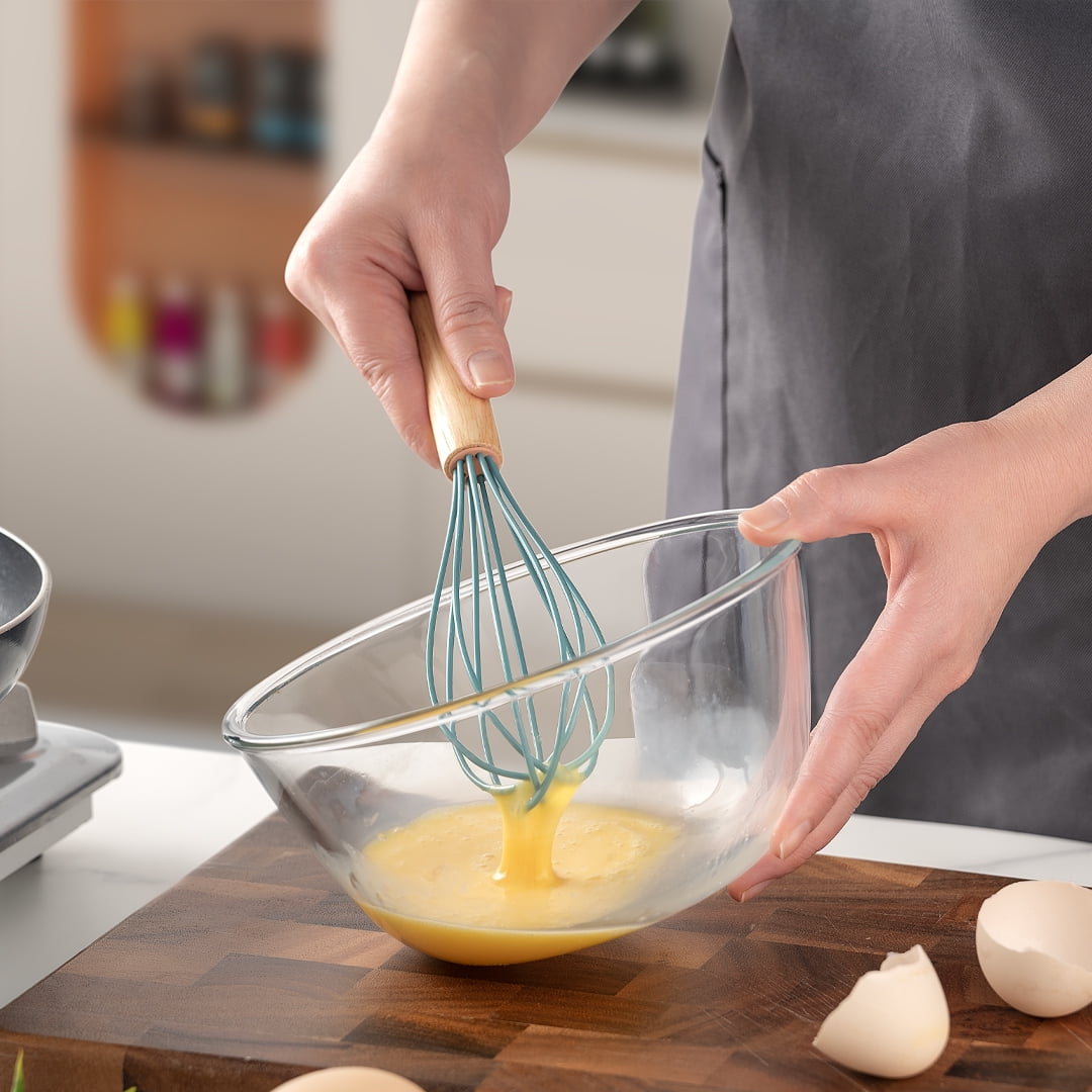 Premium Silicone Small Silicone Cooking Utensils with Holder Set (12Pack), Aqua Kitchen Tools with Wooden Handle for Nonstick... - Premium Stainless Steel Cooking Utensil for Non-Stick Pots Detail