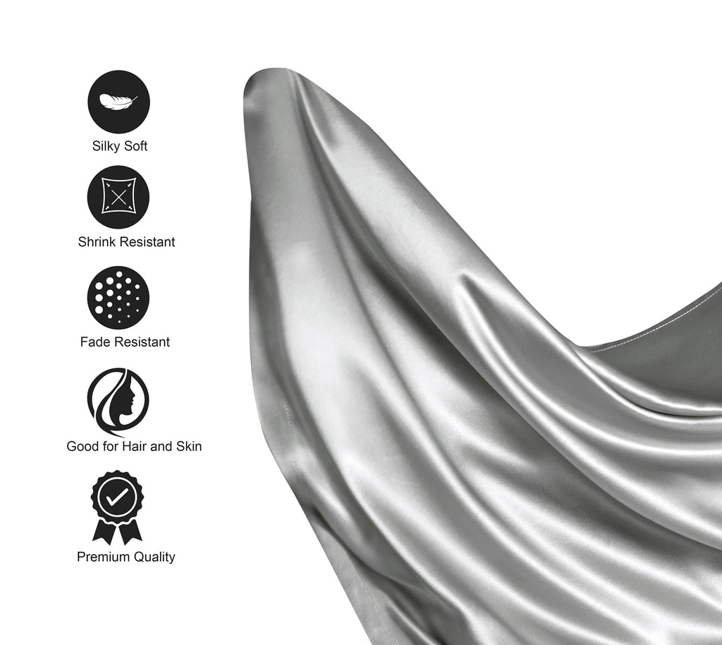 Breathable Luxury Luxury Satin Sheets Set Full Size Light Gray, 4-Piece Bedding Sets with Deep Pockets - Soft and Smooth Satin Bed Shee... - Breathable Egyptian Cotton Flat & Fitted Sheets Detail