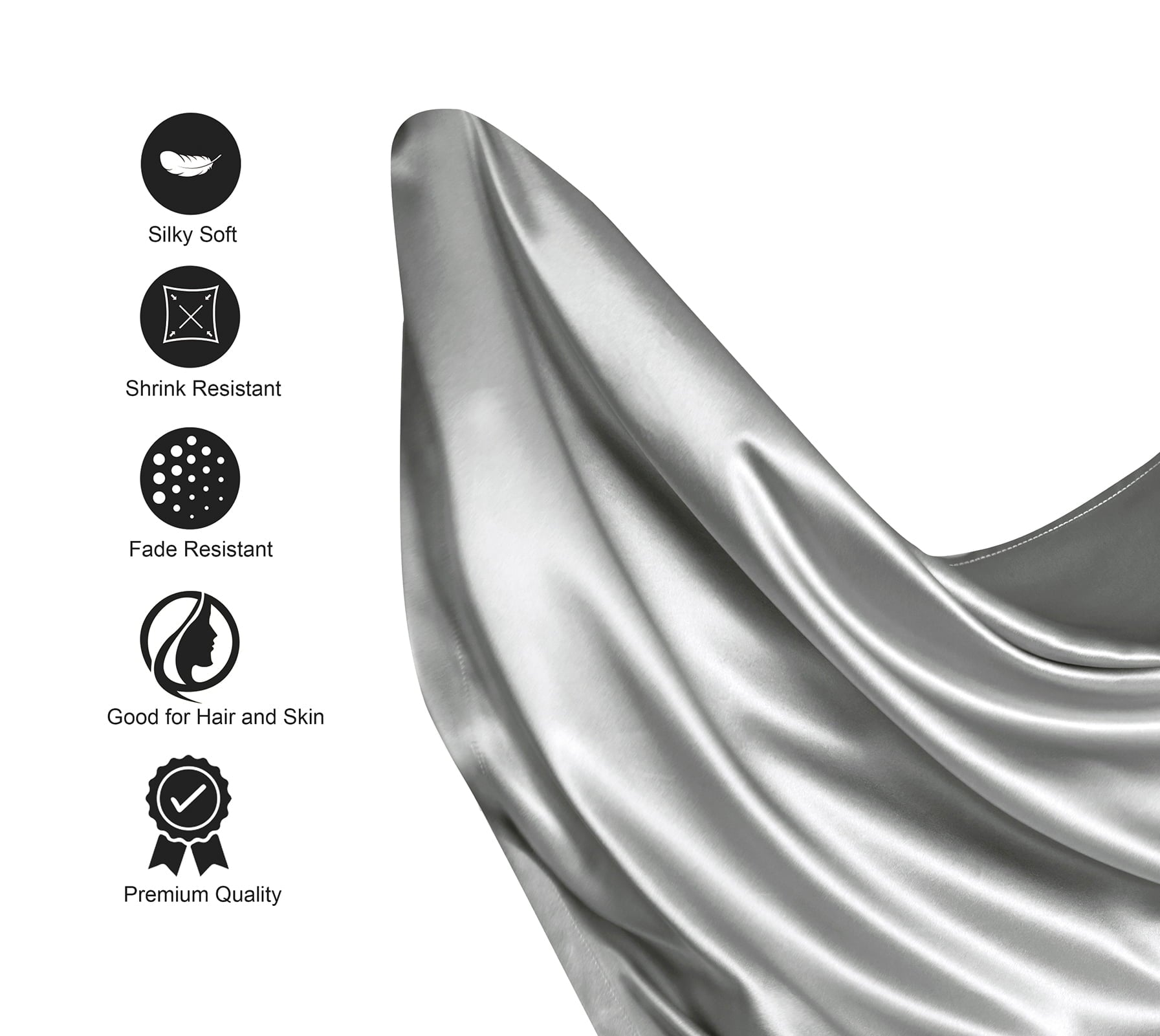 Breathable Luxury Luxury Satin Sheets Set Full Size Light Gray, 4-Piece Bedding Sets with Deep Pockets - Soft and Smooth Satin Bed Shee... - Breathable Egyptian Cotton Flat & Fitted Sheets Detail