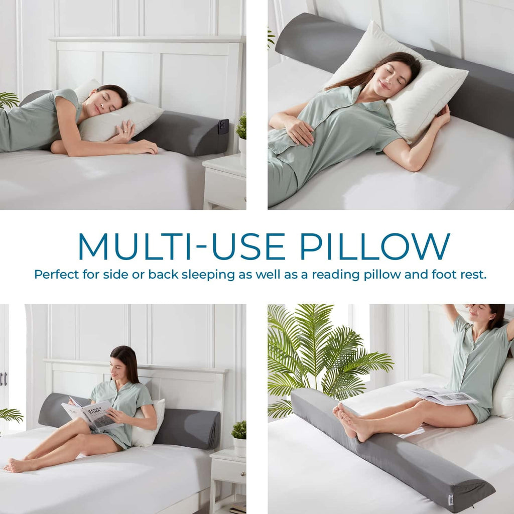 Ergonomic Memory Foam Bed Wedge Pillow for Headboard, Mattress Gap Filler Headboard Pillow, Queen Size - Hotel Quality Plush Sleeping Pillows Detail