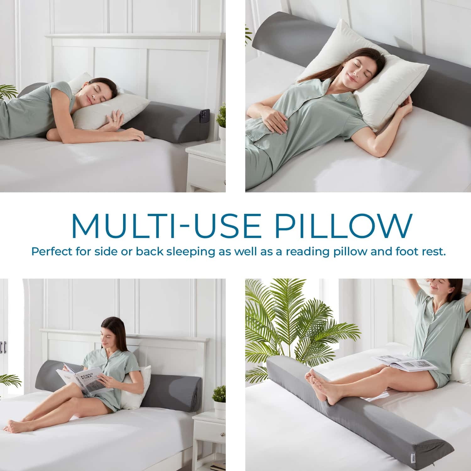 Ergonomic Memory Foam Bed Wedge Pillow for Headboard, Mattress Gap Filler Headboard Pillow, Queen Size - Hotel Quality Plush Sleeping Pillows Detail