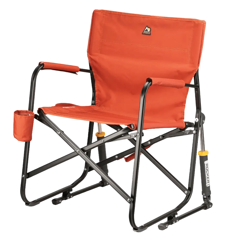 Patented Spring-Action Freestyle Rocker - Pumpkin Spice - Choice 373 - Patented Spring-Action Rocking Chair for Camping Detail