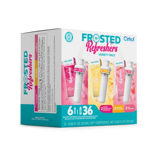 Zero-Calorie Frosted Refreshers 6-Pack Variety Pack 1367 - Sugar-Free Fruit Flavor Cartridge Refill Detail