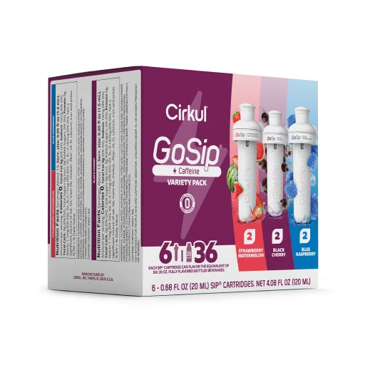 Zero-Calorie GoSip 6-Pack Variety Pack CB6Q - Electrolyte Hydration Enhanced Taste Cartridges Detail