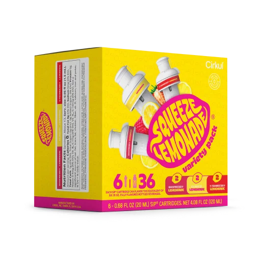 Refreshing Electrolyte Squeeze Lemonade 6-Pack Variety Pack 3TLS - Zero-Calorie Multi-Flavor Sip Pods for Water Bottle Detail