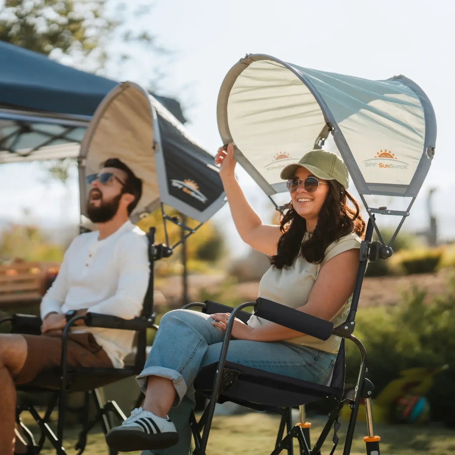 Luxury Camp Stowaway Rocker - Choice 794 - Heavy-Duty Kickback Rocker with Beverage Holder Detail