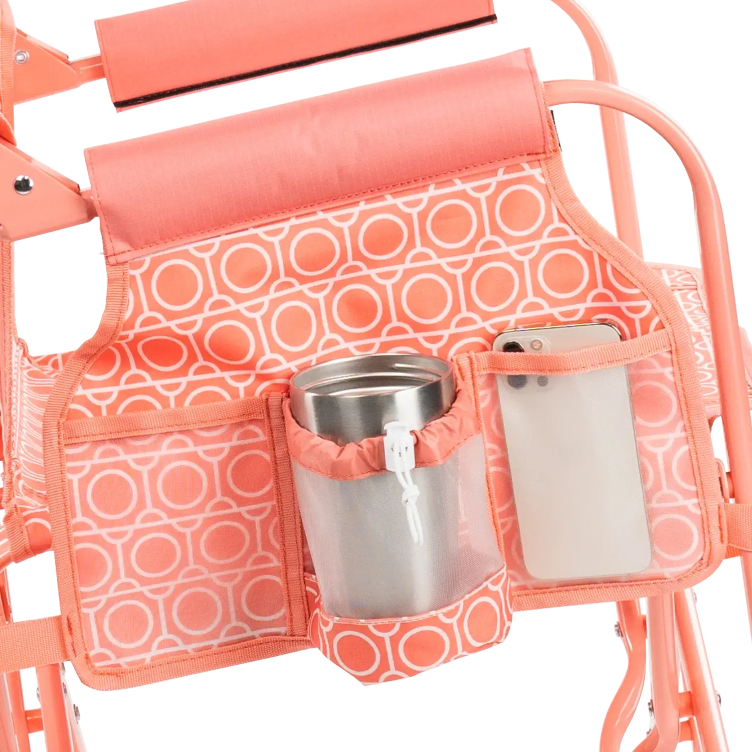 Luxury Camp Stowaway Rocker - Choice 794 - Heavy-Duty Kickback Rocker with Beverage Holder Detail