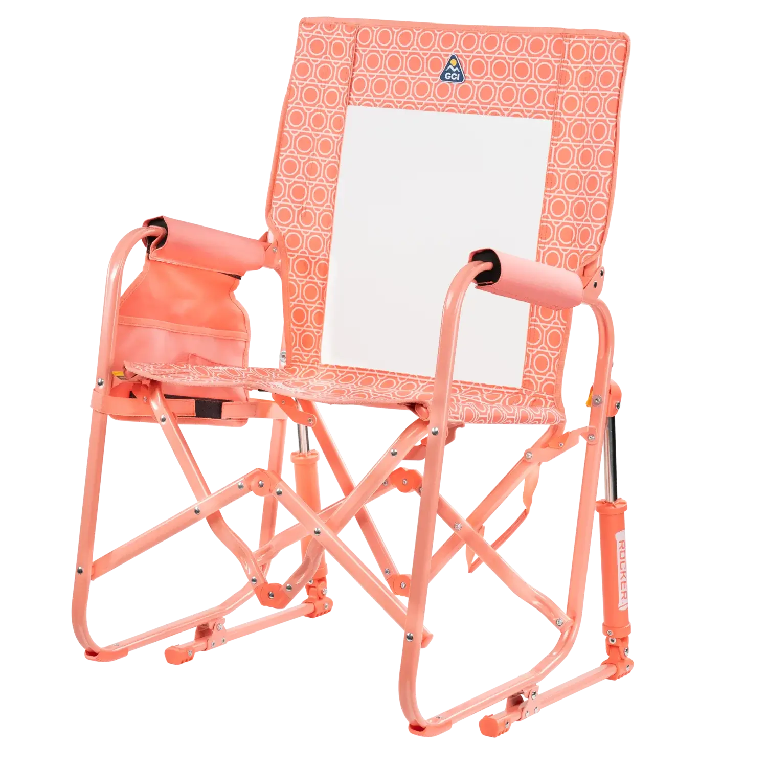 Luxury Camp Stowaway Rocker - Choice 794 - Heavy-Duty Kickback Rocker with Beverage Holder Detail