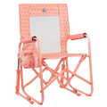 Luxury Camp Stowaway Rocker - Choice 794 - Heavy-Duty Kickback Rocker with Beverage Holder - Coral Mosaic