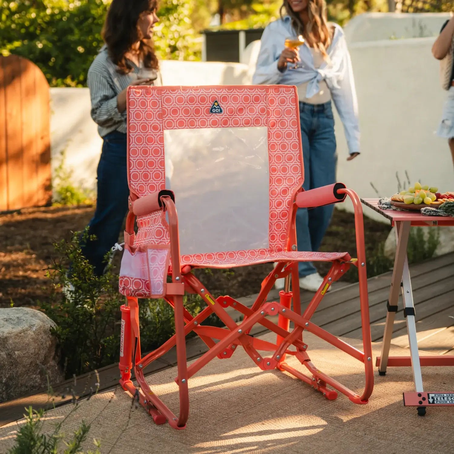 Luxury Camp Stowaway Rocker - Choice 794 - Heavy-Duty Kickback Rocker with Beverage Holder Detail
