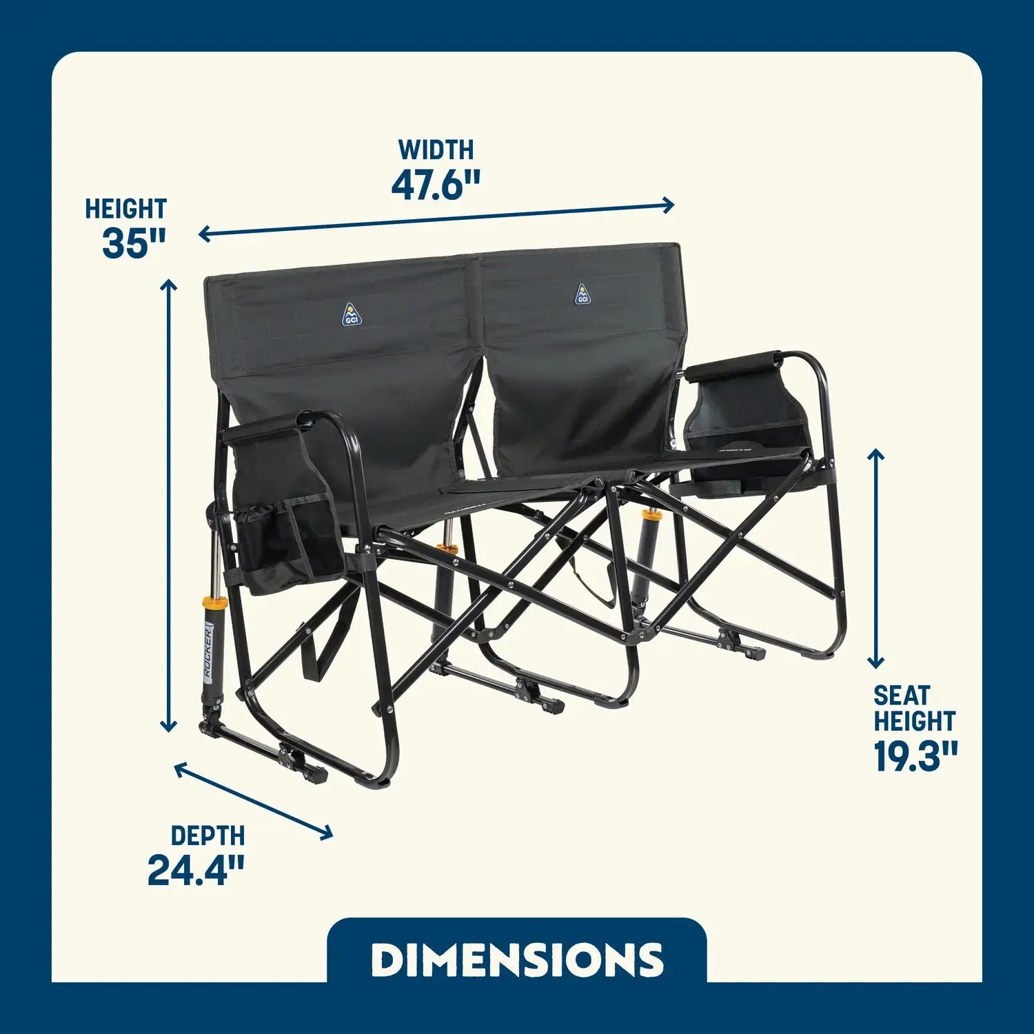 Heavy-Duty Freestyle Tandem Rocker - Choice 227 - Patented Spring-Action Rocking Chair for Camping Detail