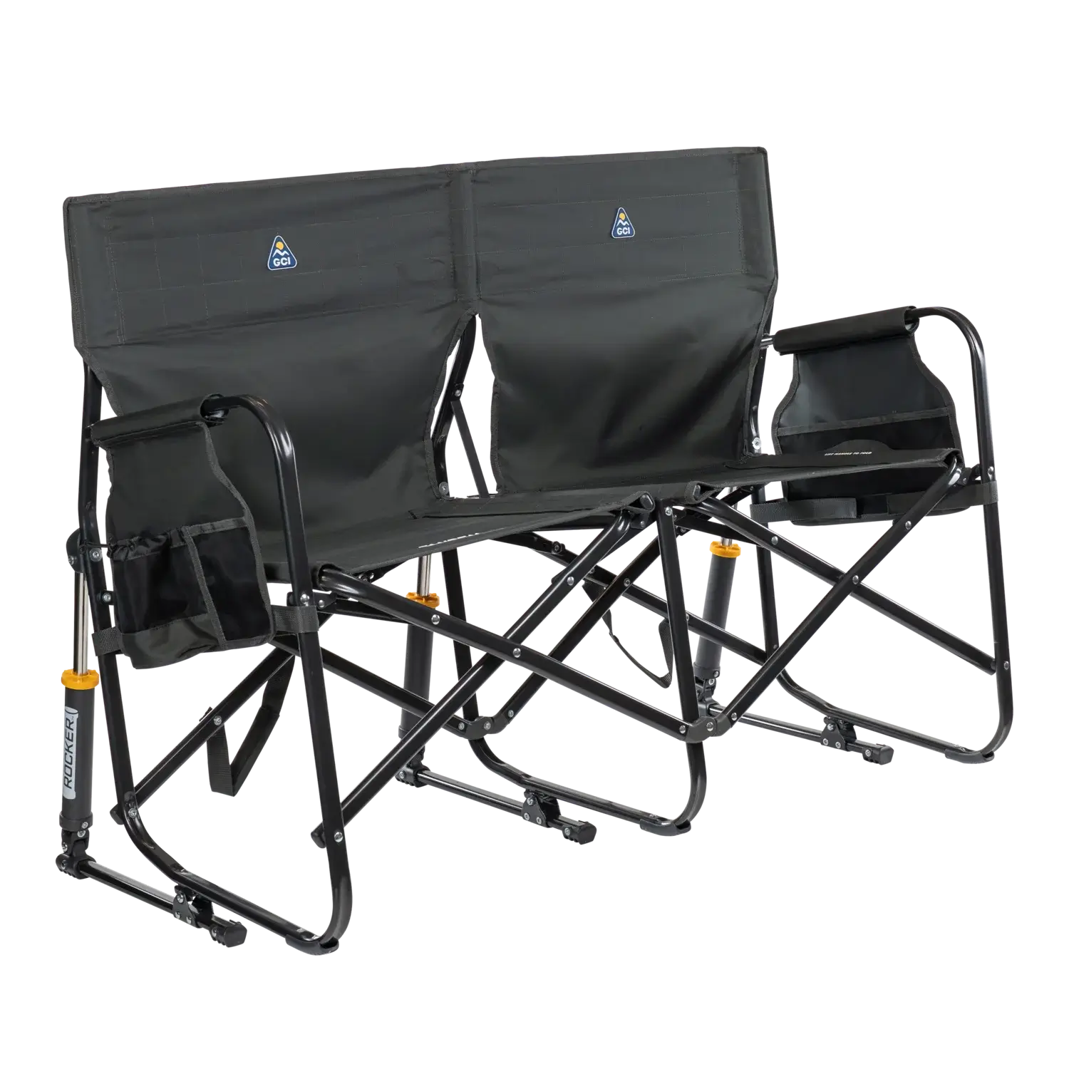 Heavy-Duty Freestyle Tandem Rocker - Choice 227 - Patented Spring-Action Rocking Chair for Camping - Dark Charcoal