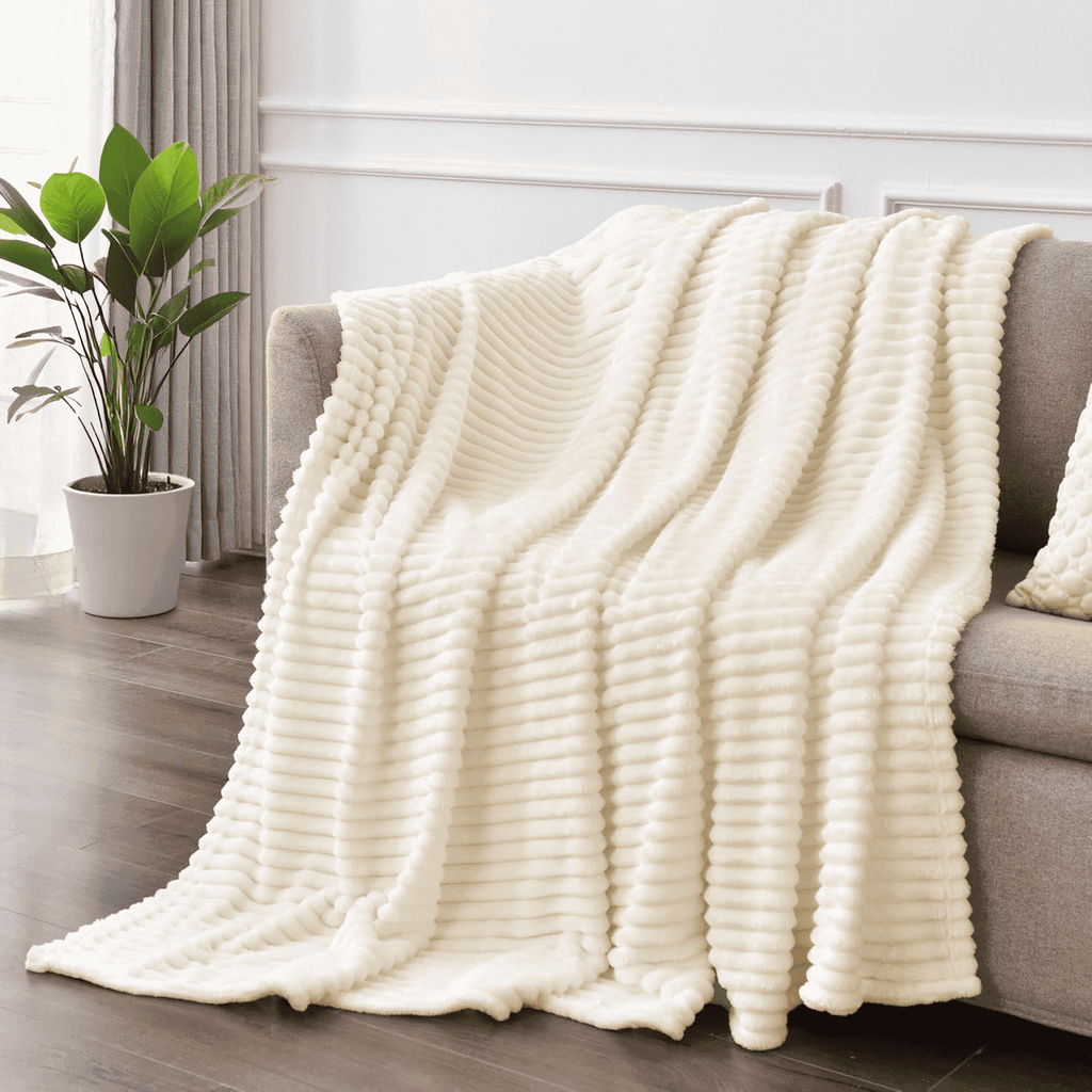 Cozy Fleece Throw Size Blanket, Extra Soft Lightweight Bed Blanket with Strip , Plush Fuzzy Cozy Throws for Couch, Bed, Sofa Cozy... - Lightweight Plush Warm Blanket for All Seasons - Default Title