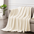 Cozy Fleece Throw Size Blanket, Extra Soft Lightweight Bed Blanket with Strip , Plush Fuzzy Cozy Throws for Couch, Bed, Sofa Cozy... - Lightweight Plush Warm Blanket for All Seasons - Default Title