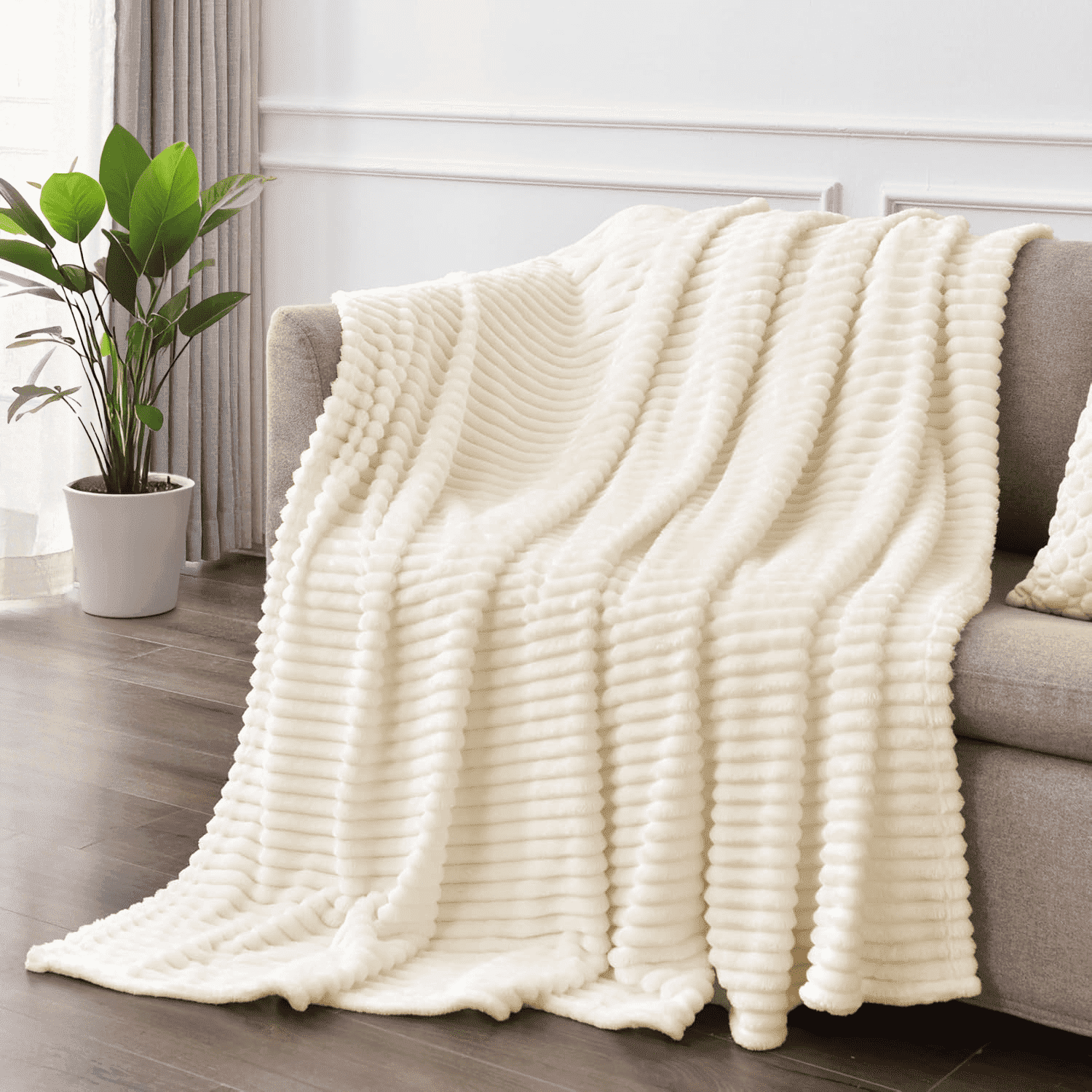 Cozy Fleece Throw Size Blanket, Extra Soft Lightweight Bed Blanket with Strip , Plush Fuzzy Cozy Throws for Couch, Bed, Sofa Cozy... - Lightweight Plush Warm Blanket for All Seasons - Default Title