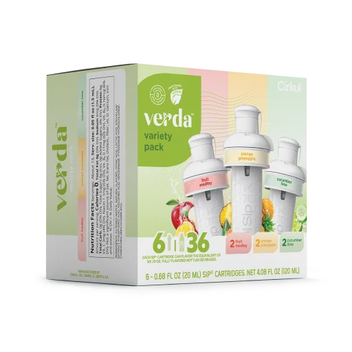 Vitamin-Infused Verda 6-Pack Variety Pack CT2I - Zero-Calorie Multi-Flavor Sip Pods for Water Bottle Detail